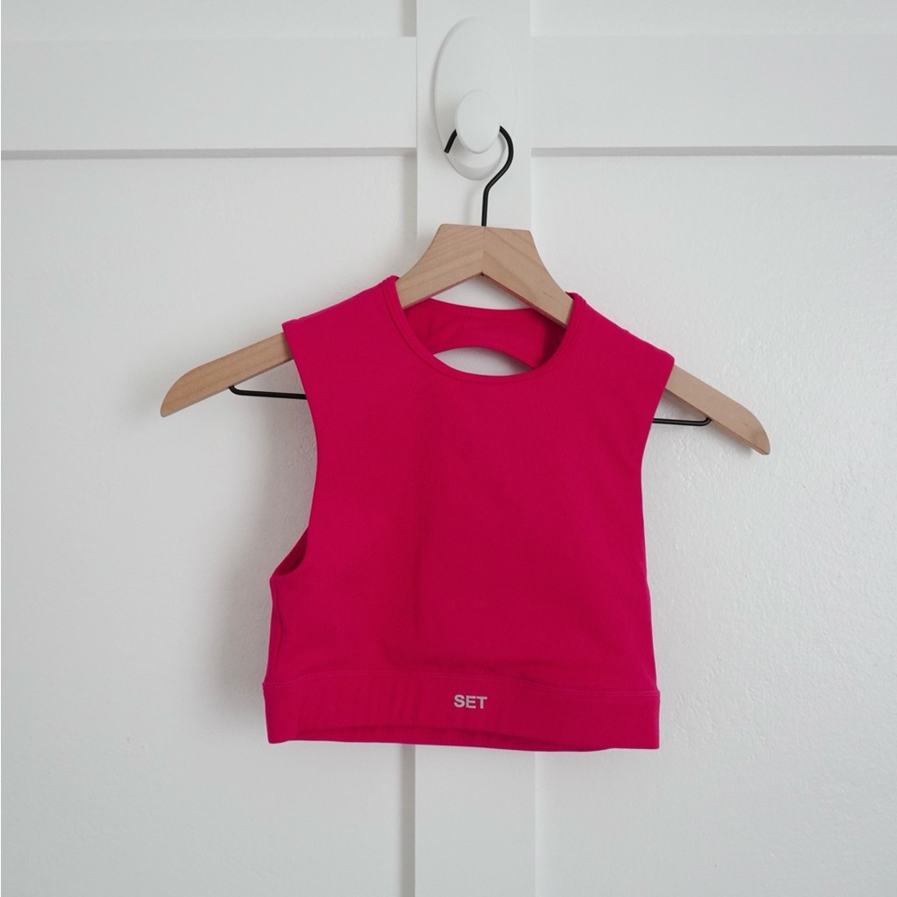 Set Active High Neck Pink Sports Bra